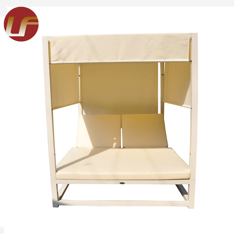 Chaise longue italienne en aluminium, lit pliant de plage, chaise longue, lit d'extérieur avec auvent