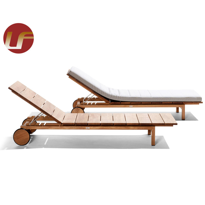 Chaise longue de plage en bois pour jardin extérieur