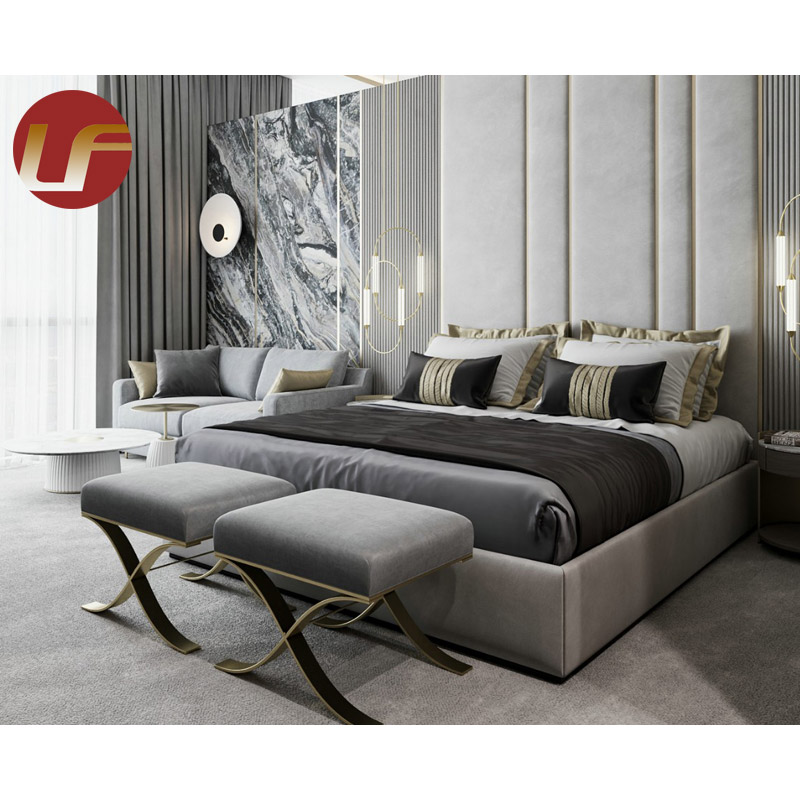 Luxe royal en cuir de créateur de meubles de chambre à coucher en cuir de lit double de dernière conception