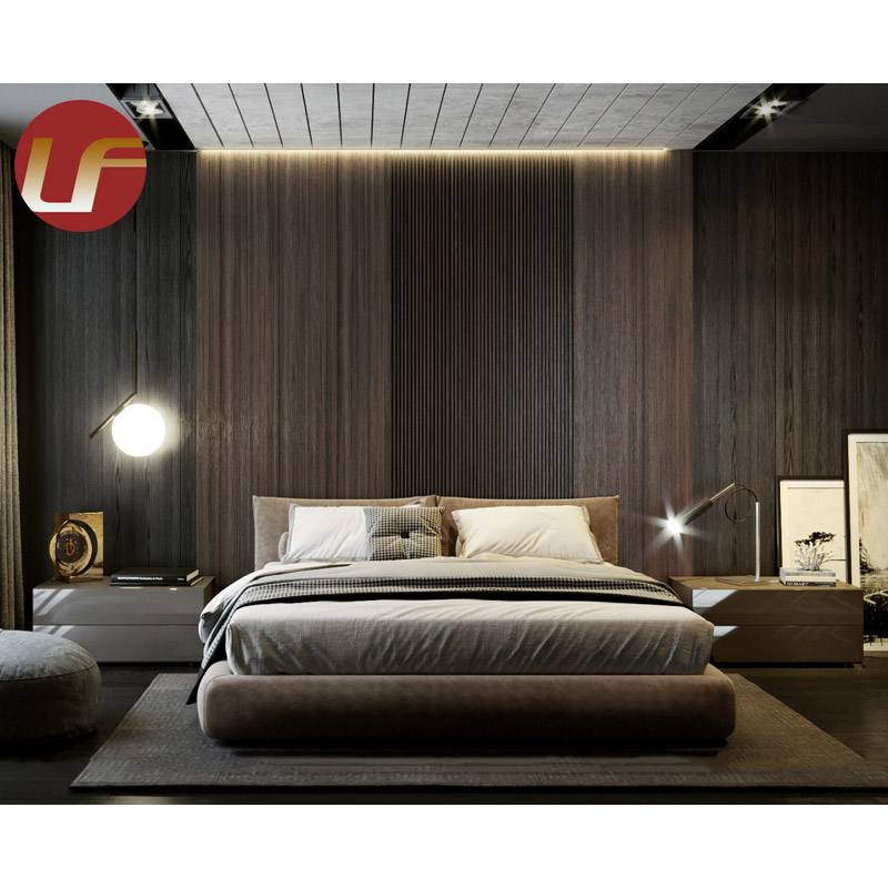 Dernières conceptions modernes de meubles de chambre à coucher gris en bois