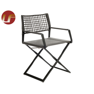 Chaise de salle à manger extérieure en métal bras en métal siège de chaise de jardin finition OEM meubles pièces couleur poudre matériau origine fer Type